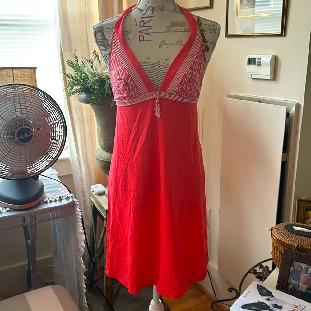 Salmon and White Mini Dress